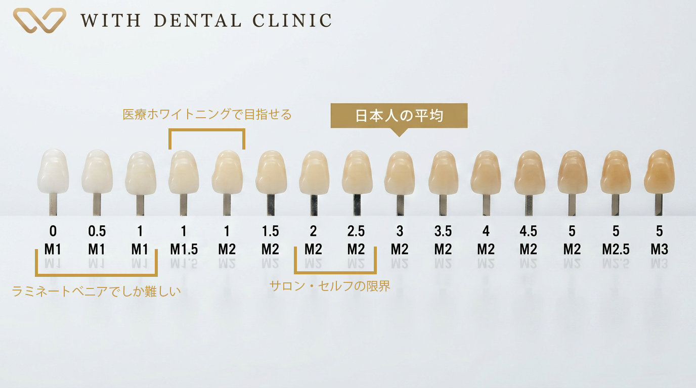 WITH DENTAL CLINIC シェードガイド 歯の白さの指標